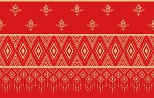 dourado tribal padronizar em vermelho fundo usava Como étnico tribal decoração para papel de parede e impresso tecido. vetor