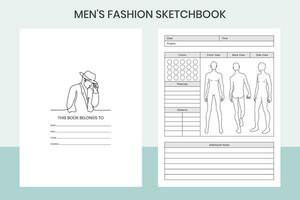 homens moda caderno de desenho pró modelo vetor