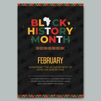 Preto história mês dia folheto com africano enfeite ilustração vetor