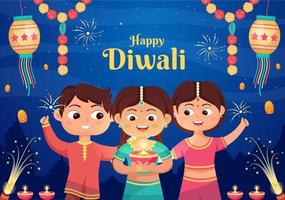 ilustração em vetor fundo indiano comemorando dia de diwali