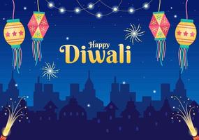 ilustração em vetor fundo indiano comemorando dia de diwali