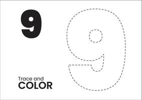 numérico maravilhas vestígio e cor para crianças brincalhão números 1-9 para criativo Aprendendo vetor
