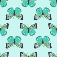 desatado padronizar com borboletas e mariposas. papel de parede com decorativo insetos com colorida asas. sem fim plano vetor ilustração