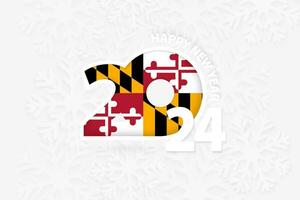 Novo ano 2024 para Maryland em floco de neve fundo. vetor