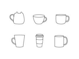 vetor linha ícones coleção do copo. vetor esboço pictogramas isolado em uma branco fundo. linha ícones coleção para rede apps e Móvel conceito.