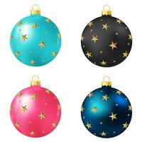 conjunto do turquesa, preto, Rosa e azul Natal árvore brinquedo ou bola vetor