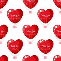 padrão sem emenda, balões de coração vermelho com amor. imprimir, plano de fundo para o dia dos namorados, vetor