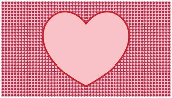 Rosa coração em uma branco fundo com xadrez padrão, vetor ilustração