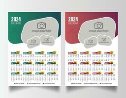 Novo ano 2024 1 página parede calendário modelo vetor