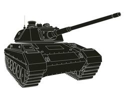 a Principal batalha tanque Preto doodle. blindado brigando veículo. especial militares transporte. vetor
