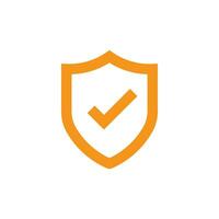 eps10 vetor laranja escudo marca de verificação ícone isolado em branco fundo