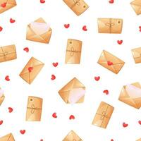 desatado padronizar do envelopes com amor cartas e corações uma fechadas envelope, a aberto envelope com uma carta, a envelope amarrado com barbante. vetor ilustração para dia dos namorados dia, amor dia, Casamento