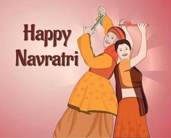 feliz navratri - dandia, casal garba, ilustração de personagem dandia, banner dandia night, banner navratri, não totalmente editável. vetor