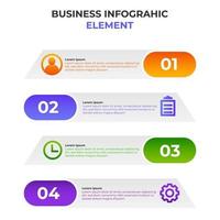 elemento de infográfico de negócios gradiente de quatro etapas. modelo de infográfico. vetor