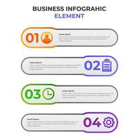 elemento de infográfico gradiente de quatro etapas com ícone de negócios. modelo de infográfico. vetor