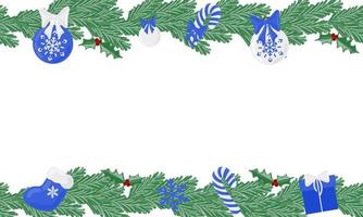 quadro de vetor perene de férias de Natal com elementos de decoração do feriado. moldura perfeita de férias para banners, cartazes de promoção.