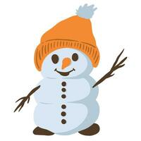 uma desenho animado boneco de neve vestindo uma chapéu vetor