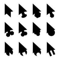 conjunto de coleção de ícones de cursor de cor preta 2 vetor