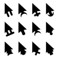 conjunto de coleção de ícones de cursor de cor preta vetor