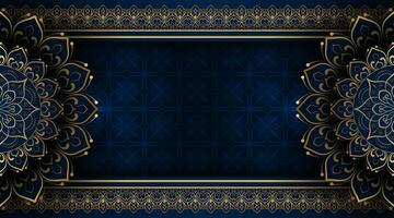 bllue fundo com dourado mandala enfeite vetor