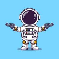 fofa astronauta tiroteio com arma de fogo pistola desenho animado vetor ícone ilustração