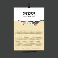 calendário de parede laranja de 12 meses de 2022 vetor