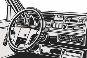 ilustração do interior do carro esta ilustração é perfeita para serigrafia e adesivos vetor