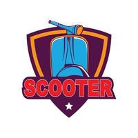 Modelo de logotipo de scooter vespa, logotipo de scooter retrô vintage vetor