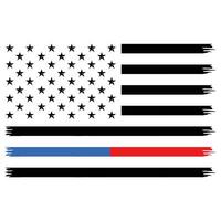 americano bandeira fino azul e vermelho linha camiseta Projeto vetor
