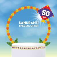 Sankranti especial oferta bandeira modelo produtos pódio vetor
