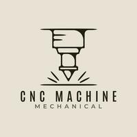 cnc máquina moderno tecnologia linha arte logotipo ícone e símbolo mecânico vetor ilustração Projeto .