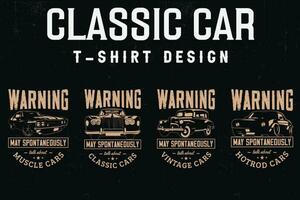 vintage clássico carro Camisetas desenhos pacote. vetor