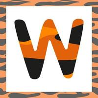 letra w com padrão de tigre vetor