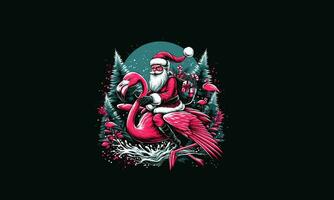 santa equitação flamingo vetor ilustração obra de arte Projeto