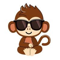 fofa macaco sentado com óculos. bebê vetor ilustração dentro na moda plano estilo.