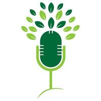 natureza podcast com folha logotipo Projeto modelo vetor