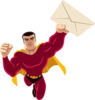 Super heroi vôo envelope vetor