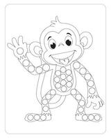 macaco ponto marcador, fofa animais ponto marcador coloração Páginas para crianças. vetor