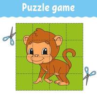 jogo de puzzle para educação infantil. planilha de desenvolvimento educacional. jogo para crianças. página de atividades. quebra-cabeça para crianças. enigma para a pré-escola. ilustração em vetor plana isolada simples no estilo bonito dos desenhos animados.