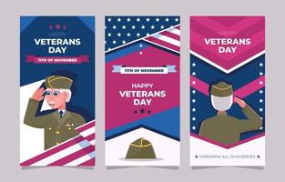 conjunto de banner do dia dos veteranos vetor