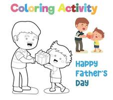 feliz pai dia coloração folha. pais dia coloração Páginas. fácil e simples coloração página para crianças vetor