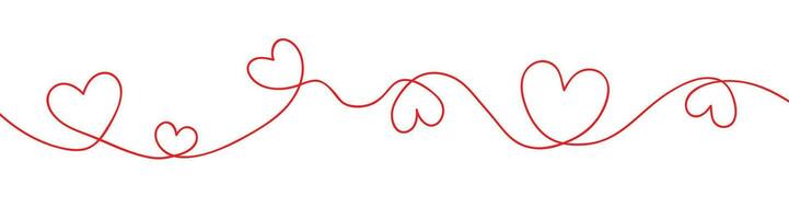 vermelho corações desenhado com uma solteiro linha. decoração para dia dos namorados dia, para casamento. vetor