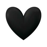 Preto coração desenho animado ícone placa ou símbolo namorados romance conceito em branco fundo 3d ilustração vetor