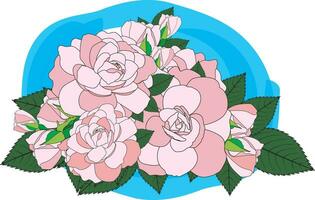 ilustração ramalhete do Rosa rosa flor com folhas fundo. vetor