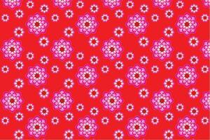 ilustração do abstrato Rosa flor padronizar em vermelho fundo. vetor