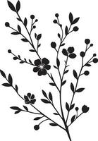 mínimo florescendo floral ramo silhueta vetor ilustração, branco fundo 2