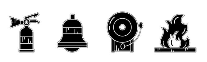 fogo extintor equipamento ícone coleção. a ilustração do uma Preto fogo extintor equipamento ícone. estoque vetor. vetor