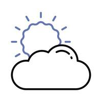 parcialmente nublado clima, Sol com nuvem, moderno ícone do clima vetor