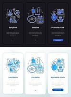casos de licença maternidade escuro, claro onboarding mobileapp page screen vetor