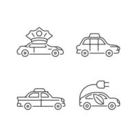 conjunto de ícones linear de reserva de táxi vetor